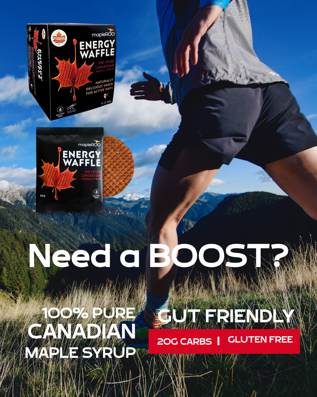 MapleRoo Energy Waffle – Maple Syrup (Gluten Free)