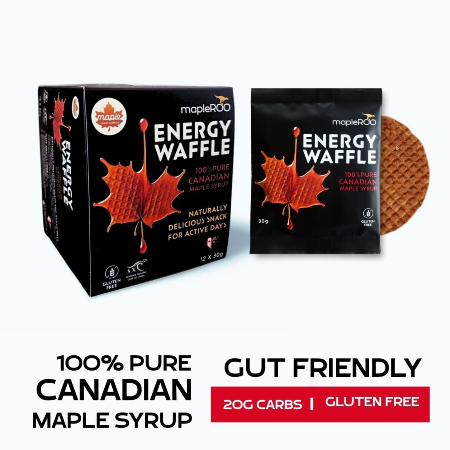 MapleRoo Energy Waffle – Maple Syrup (Gluten Free)